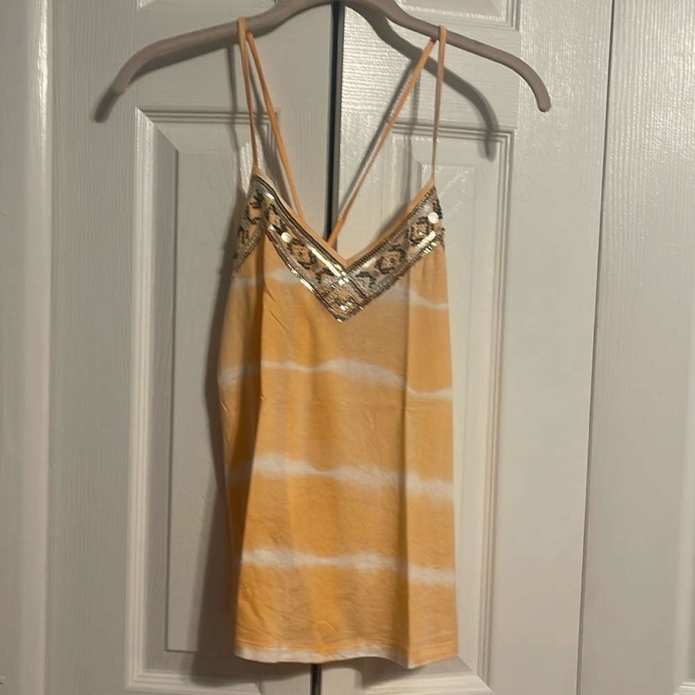 Express tank in orange and white tie dye with embellishments size XS NWOT